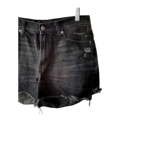 Old Navy Black High-Rise Slouchy Straight Distressed Cut-Off Jean Shorts Size 10 - Picture 3 of 8